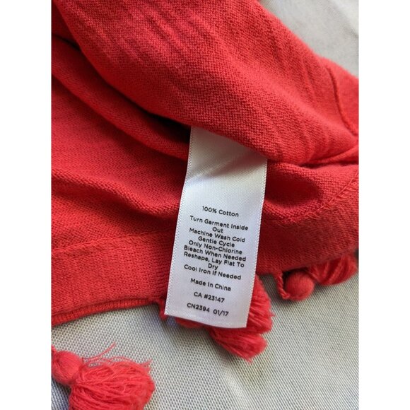 Talbots Sweater Red V Neck Lightweight Tassle Hem Cotton Womens Size M - Picture 5 of 8